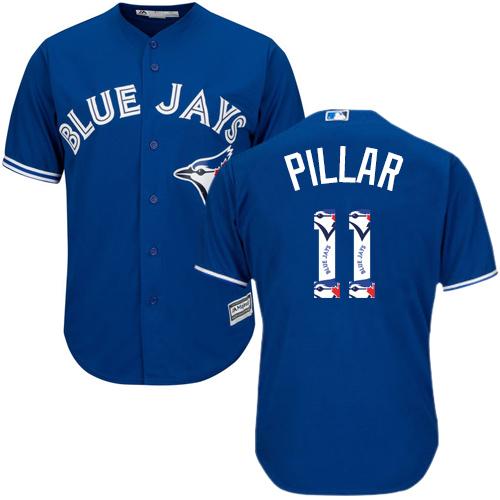 Blue Jays #11 Kevin Pillar Blue Team Logo Fashion Stitched MLB Jersey
